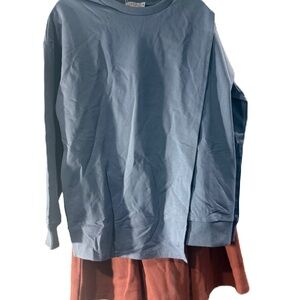 Girls sz 15 NWT Blue Overlay Sweatshirt with Textured Rust Skirt